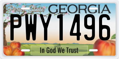 GA license plate PWY1496