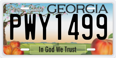 GA license plate PWY1499