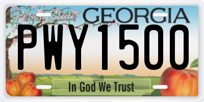 GA license plate PWY1500