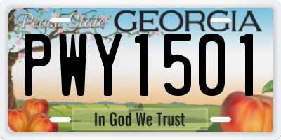 GA license plate PWY1501