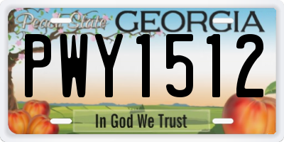 GA license plate PWY1512