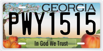 GA license plate PWY1515