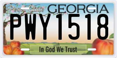 GA license plate PWY1518