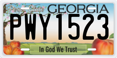 GA license plate PWY1523