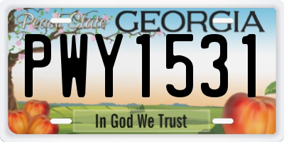 GA license plate PWY1531