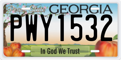 GA license plate PWY1532