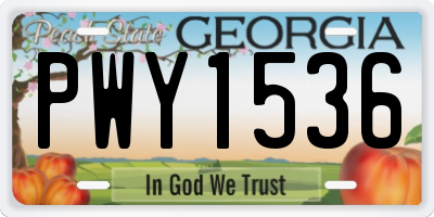 GA license plate PWY1536