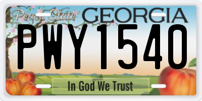 GA license plate PWY1540