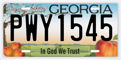 GA license plate PWY1545