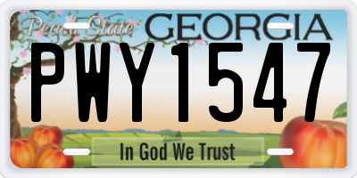 GA license plate PWY1547