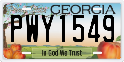 GA license plate PWY1549