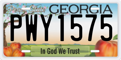 GA license plate PWY1575