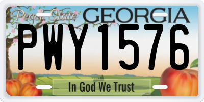 GA license plate PWY1576