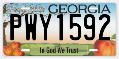 GA license plate PWY1592