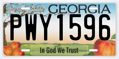 GA license plate PWY1596