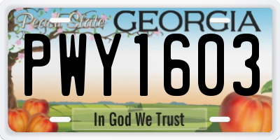 GA license plate PWY1603