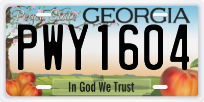 GA license plate PWY1604