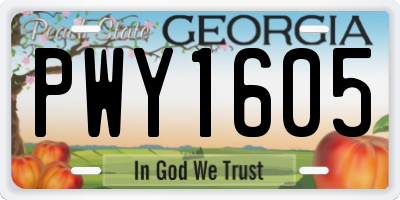 GA license plate PWY1605