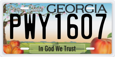 GA license plate PWY1607