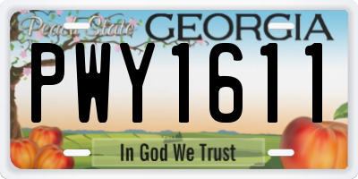 GA license plate PWY1611