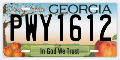 GA license plate PWY1612