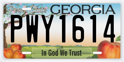 GA license plate PWY1614