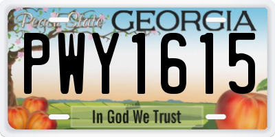 GA license plate PWY1615