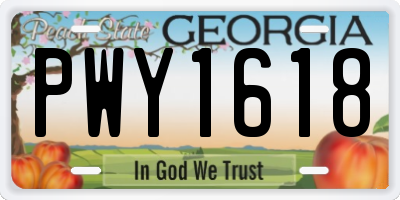 GA license plate PWY1618