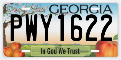 GA license plate PWY1622