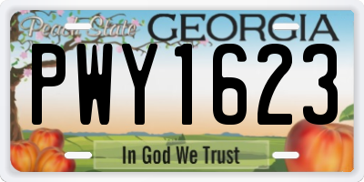 GA license plate PWY1623