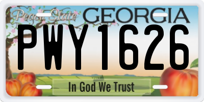 GA license plate PWY1626