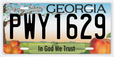 GA license plate PWY1629