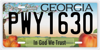 GA license plate PWY1630