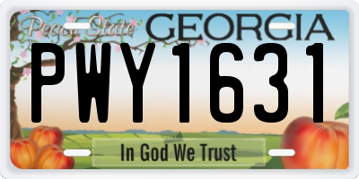 GA license plate PWY1631