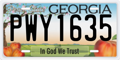GA license plate PWY1635