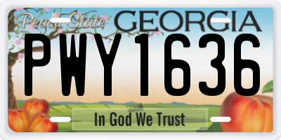 GA license plate PWY1636