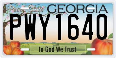 GA license plate PWY1640