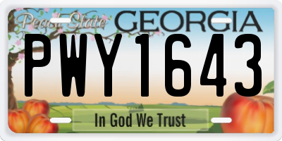 GA license plate PWY1643