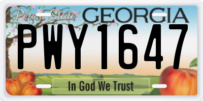 GA license plate PWY1647