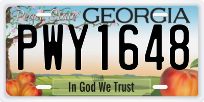GA license plate PWY1648