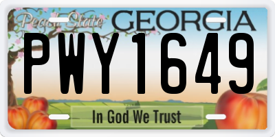 GA license plate PWY1649