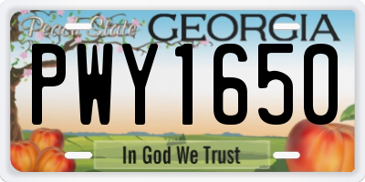 GA license plate PWY1650