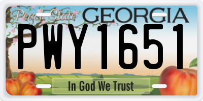 GA license plate PWY1651