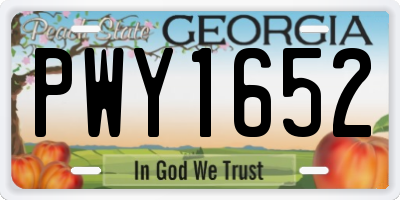 GA license plate PWY1652
