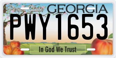 GA license plate PWY1653