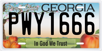 GA license plate PWY1666