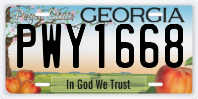 GA license plate PWY1668
