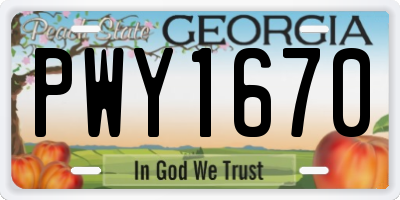 GA license plate PWY1670