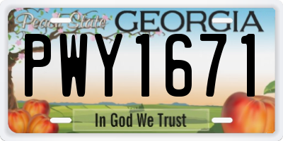 GA license plate PWY1671