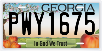 GA license plate PWY1675